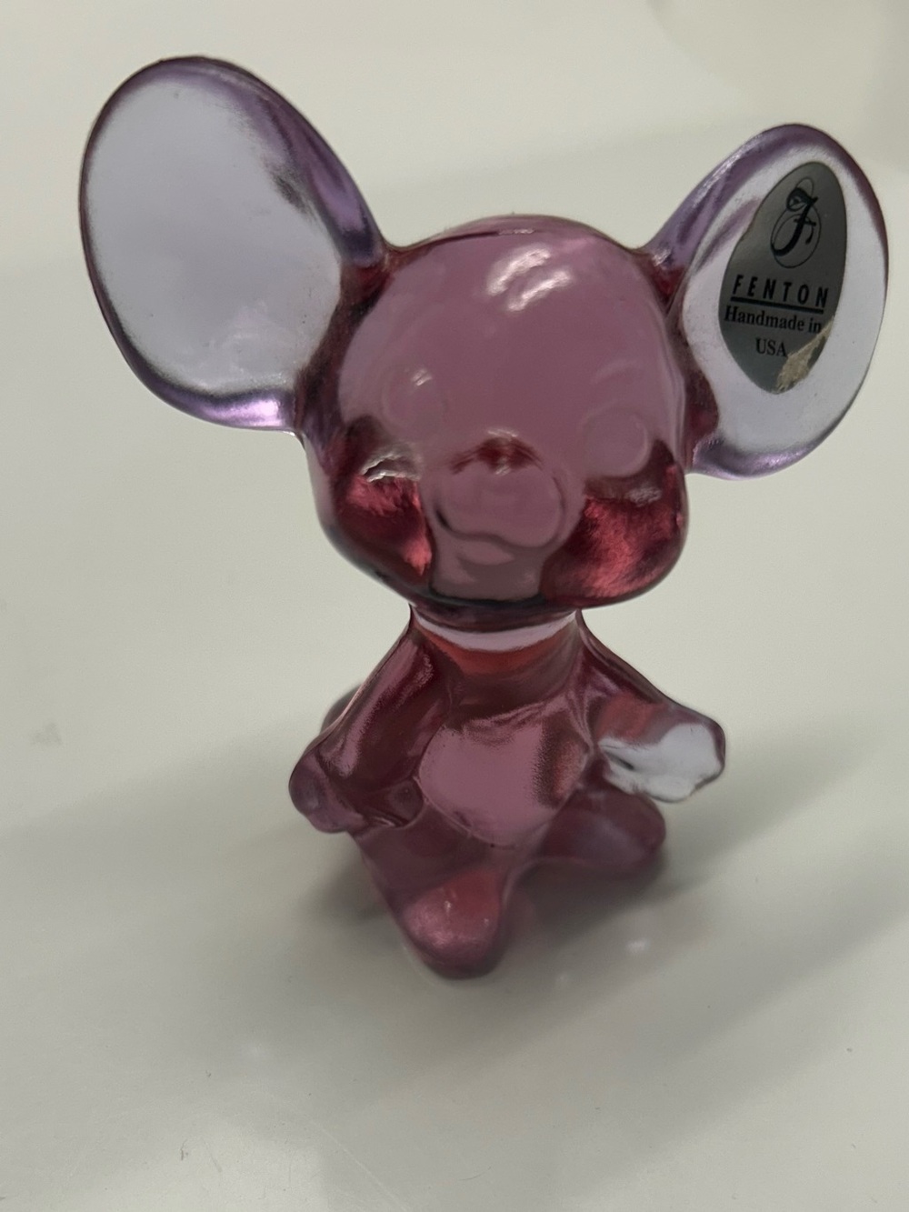Fenton Dusty Rose Glass Mouse Figurine
